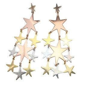 J.Crew Falling Stars Chandelier Earrings Tri Tone